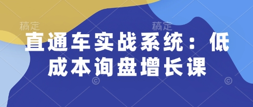 直通车实战系统：低成本询盘增长课，让个人通过技能实现升职加薪，让企业低成本获客，订单源源不断-520资源库