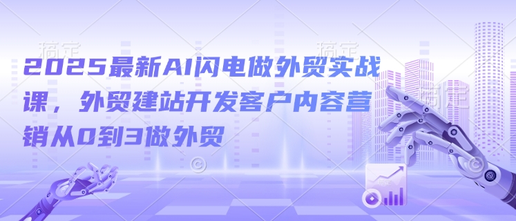2025最新AI闪电做外贸实战课，外贸建站开发客户内容营销从0到3做外贸-520资源库