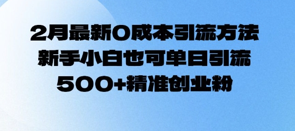 2月最新0成本引流方法，新手小白也可单日引流500+精准创业粉-520资源库