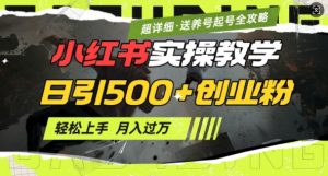 2月小红书最新日引500+创业粉实操教学【超详细】小白轻松上手，月入1W+，附小红书养号起号SOP-520资源库