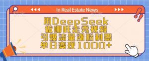 用DeepSeek做哪吒走秀视频，引爆流量涨粉利器，单日变现1k-520资源库