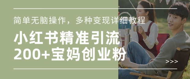 小红书混剪日引200+宝妈创业粉，简单无脑操作，多种变现详细教程-520资源库