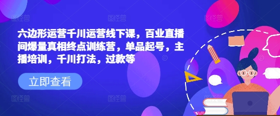 六边形运营千川运营线下课，百业直播间爆量真相终点训练营，单品起号，主播培训，千川打法，过款等-520资源库