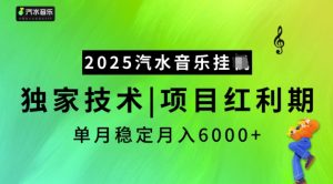 2025汽水音乐挂JI,独家技术,项目红利期,稳定月入5k【揭秘】-520资源库