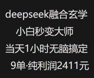 抖音小红书deepseek融合玄学,纯小白秒变大师,当天1小时无脑搞定9单,纯利润上千-520资源库