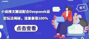 小说推文搬运配合Deepseek设定玩法揭秘，流量暴涨100%-520资源库