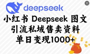 小红书Deepseek图文引流私域售卖资料，单日变现多张-520资源库