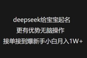 deepseek给宝宝起名更有优势无脑操作接单接到爆新手小白月入1W+-520资源库