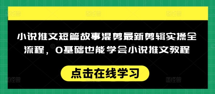 小说推文短篇故事混剪最新剪辑实操全流程，0基础也能学会小说推文教程，肯干多发日入多张-520资源库
