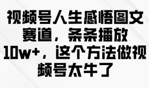 视频号人生感悟图文赛道，条条播放10w+，这个方法做视频号太牛了-520资源库