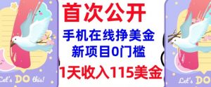 在线挣美金新项目，0门槛，1天收入115美刀，无脑操作，真正被动收入-520资源库
