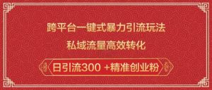 跨平台一键式暴力引流玩法，私域流量高效转化日引流300 +精准创业粉-520资源库