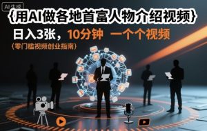 用AI做各地首富人物介绍视频，日入3张，10分钟一个视频-520资源库