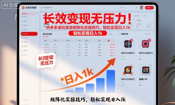 长效变现无压力！拼多多虚拟类目矩阵化实操技巧，轻松实现日入1k【揭秘】-520资源库