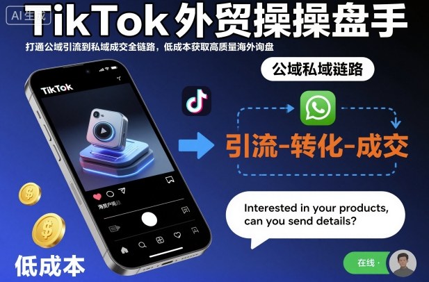TikTok外贸操盘手，打通公域引流到私域成交全链路，低成本获取高质量海外询盘-520资源库