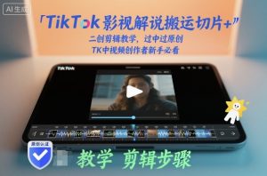 TikTok影视解说搬运切片+二创剪辑教学，过中过原创，TK中视频创作者新手必看-520资源库