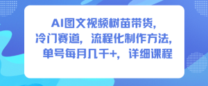 AI图文视频树苗带货，冷门赛道，流程化制作方法，单号每月几K，详细课程-520资源库