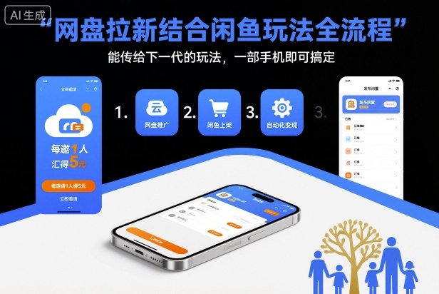 网盘拉新结合闲鱼玩法全流程，能传给下一代的玩法，一部手机即可搞定（附入口渠道以及实操教程）-520资源库