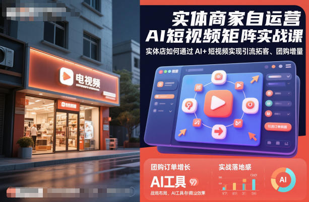 实体商家自运营AI短视频矩阵实战课，实体店如何通过AI+短视频实现引流拓客、团购增量-520资源库