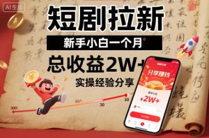 短剧拉新新手小白一个月总收益2W+实操经验分享-520资源库