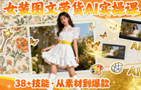 女装图文带货的AI实操课，覆盖38个实用技能，快速提升素材制作效率-520资源库
