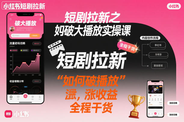 短剧拉新之小红书如何破大播放实操课，如何破播放，涨收益，全程干货-520资源库