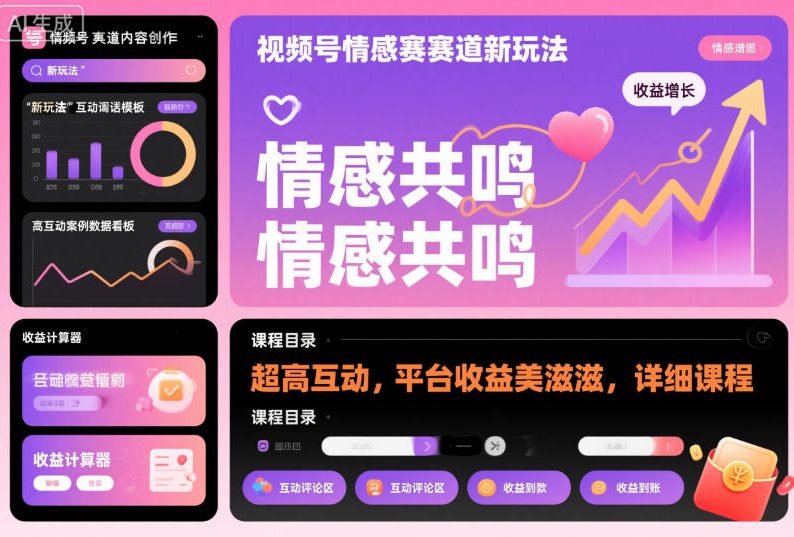 视频号情感赛道新玩法，超高互动，平台收益美滋滋，详细课程-520资源库