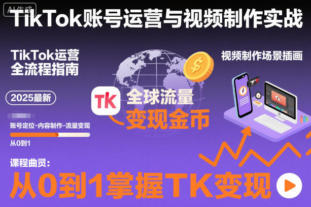 2025最新TikTok账号运营与视频制作实战全流程，从0到1掌握TK变现（含11月最新TK搬运技术）-520资源库
