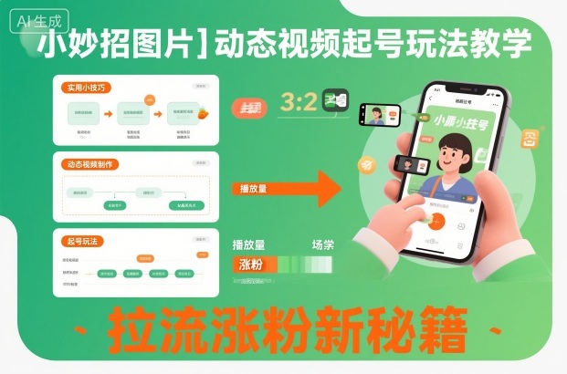 小妙招图片＋动态视频起号玩法教学，拉流涨粉新秘籍-520资源库