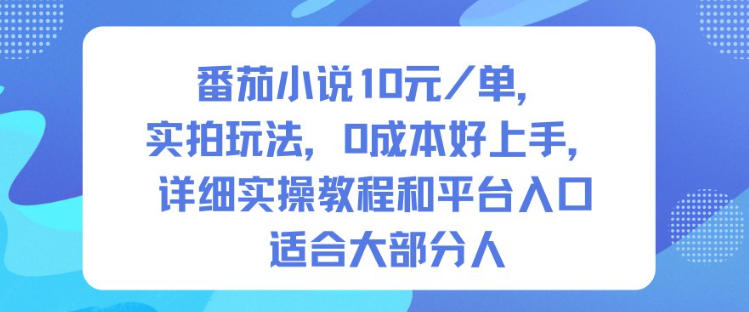 番茄小说10米每单，实拍玩法，0成本好上手，详细实操教程和平台入口适合大部分人-520资源库