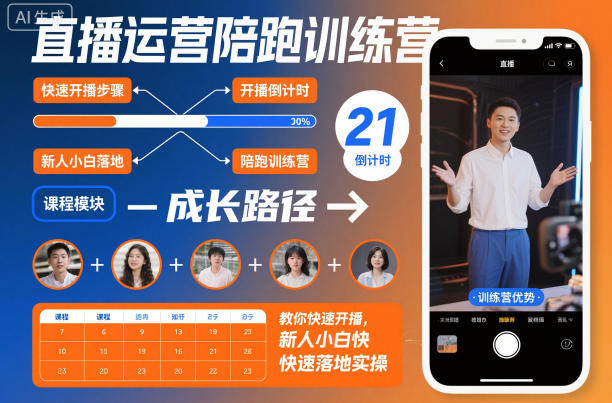 直播运营陪跑训练营，教你快速开播，新人小白快速落地实操-520资源库