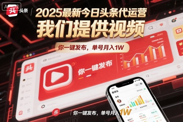 2025最新今日头条代运营，我们提供视频，你一键发布，单号月入1W【揭秘】-520资源库