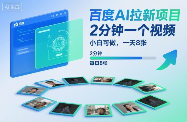 百度AI拉新项目，2分钟一个视频，小白可做，一天8张【附案例+保姆级教程】-520资源库