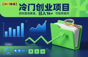 冷门创业项目，资料查询赛道，日入1k+，可矩阵操作-520资源库