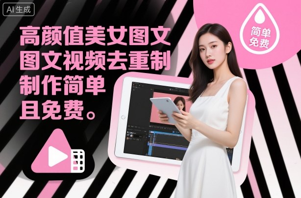 高颜值美女图文视频去重制作教学，制作简单且免费-520资源库