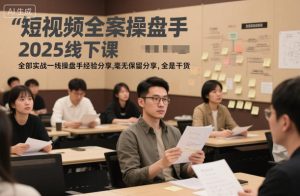 短视频全案操盘手2025线下课，全部实战一线操盘手经验分享，毫无保留分享，全是干货-520资源库