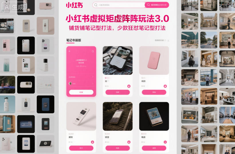 小红书虚拟矩阵玩法3.0，铺货铺笔记型打法，少款狂怼笔记型打法-520资源库