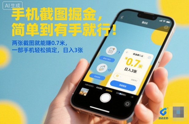 手机截图掘金，简单到有手就行！两张截图就能賺0.7米，一部手机轻松搞定，日入3张【揭秘】-520资源库
