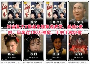 抖音某大V最新影视解说教学,基础+进阶,单条过100万播放,手把手教你做-520资源库
