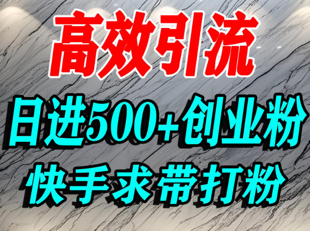 怎么打创业粉？快手求带视角精准引流创业粉，宝妈、学生群体日进500+精准流量-520资源库