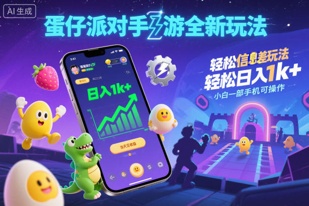 蛋仔派对手游全新玩法，轻松日入1k+，风口信息差玩法，当天见收益，小白一部手机可操作-520资源库