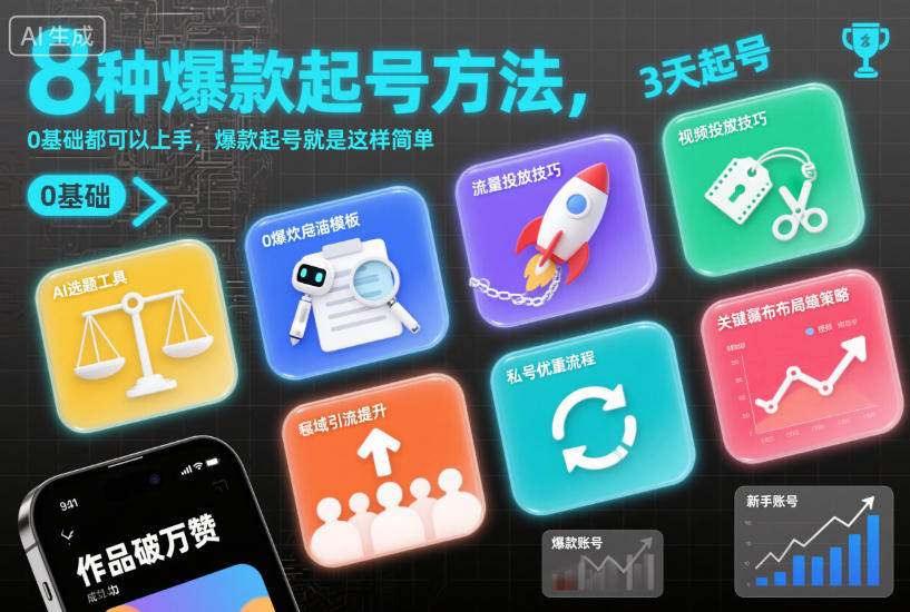 8种爆款起号方法，0基础都可以上手，爆款起号就是这样简单-520资源库