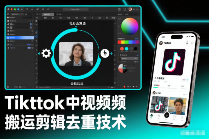 Tiktok中视频纯搬运剪辑去重技术，外来技术，自行测试-520资源库