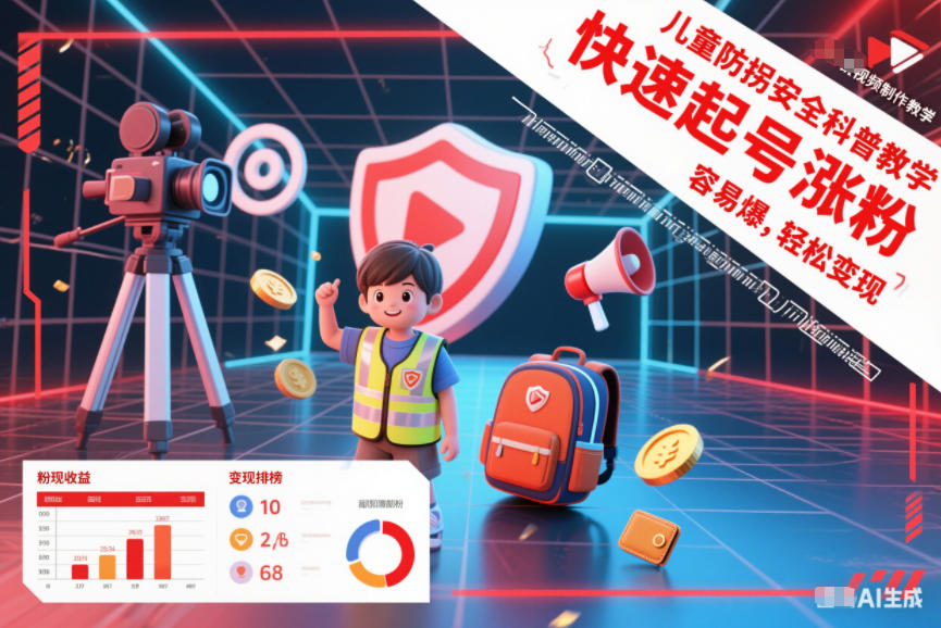 儿童防拐安全科普知识视频制作教学，快速起号涨粉，容易爆，轻松变现-520资源库
