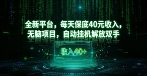 全新平台，每天保底40米收入，无脑项目，自动挂G解放双手【揭秘】-520资源库