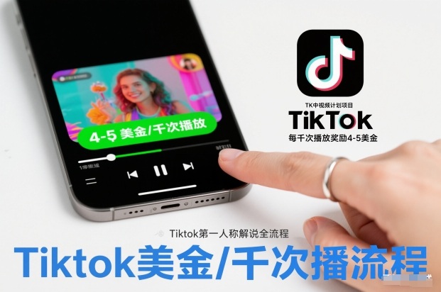 TK中视频计划项目，Tiktok第一人称解说流程，每干次播放奖励4-5美金-520资源库