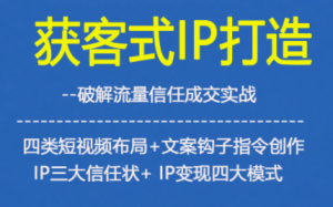 获客型IP打造，破解流量信任成，四类短视频布局+文案钩子指令创作IP三大信任状+IP变现四大模式-520资源库