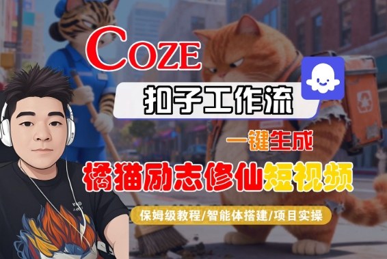 Coze扣子智能体工作流一键生成“橘猫励志修仙“短视频，全流程保姆级教学-520资源库