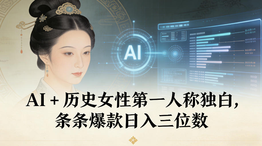 AI+历史女性第一人称独白，条条爆款日入三位数-520资源库