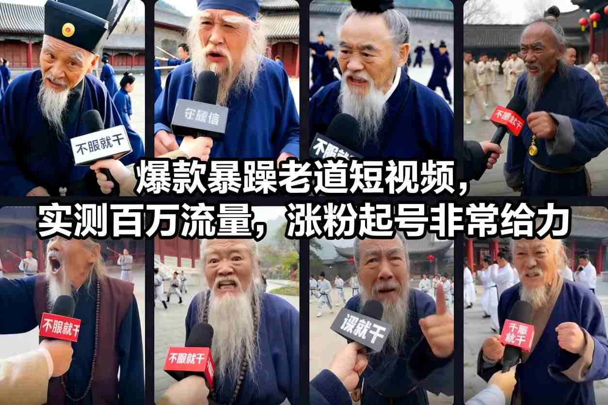 爆款暴躁老道短视频，实测百万流量，涨粉起号非常给力-520资源库
